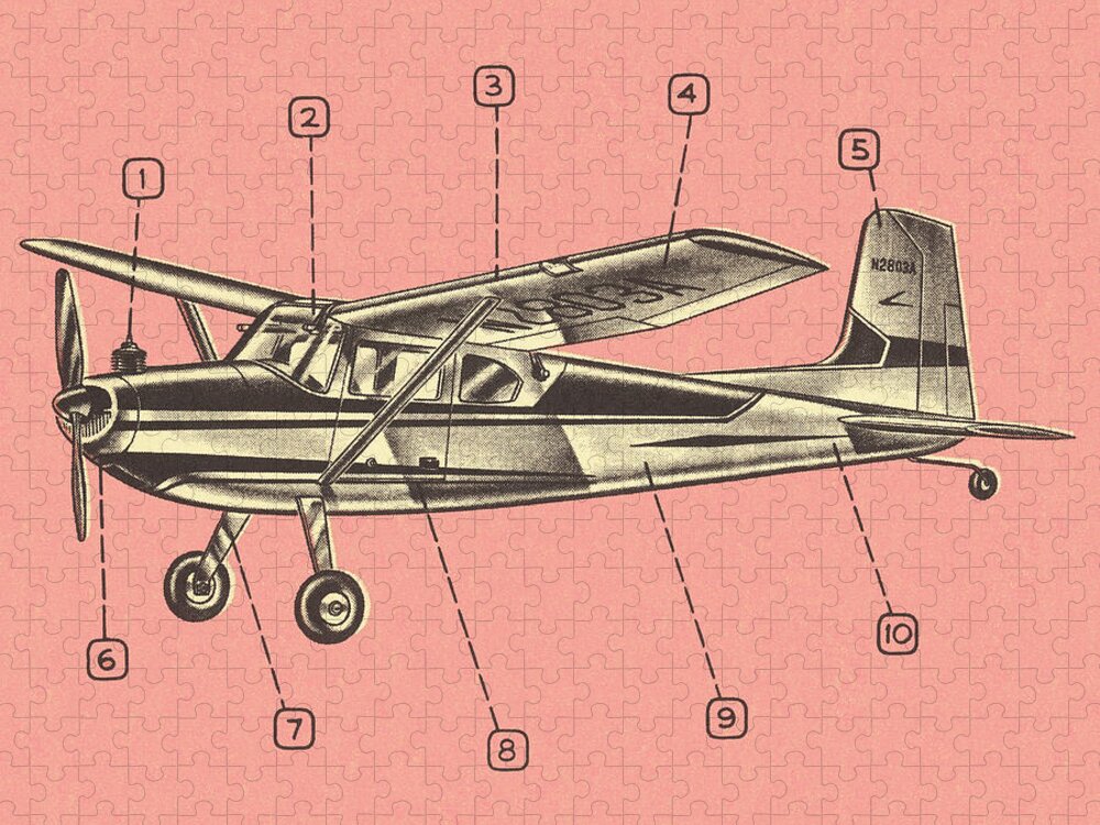 Air Travel Jigsaw Puzzle featuring the drawing Airplane Diagram #1 by CSA Images
