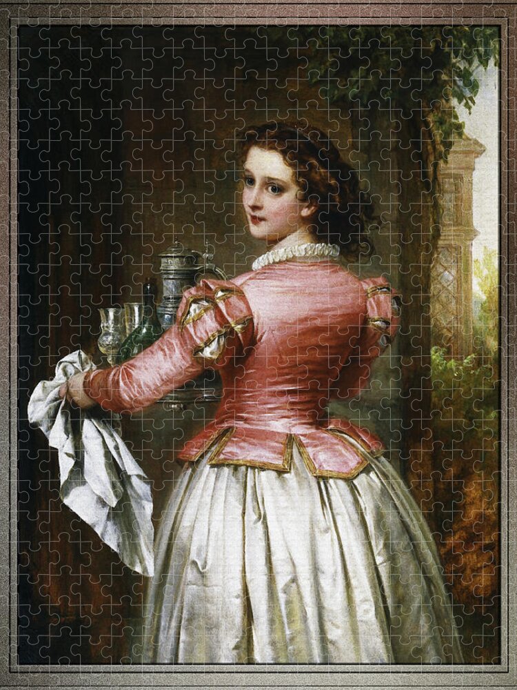 Anne Page Jigsaw Puzzle featuring the painting Anne Page by Thomas-Francis Dicksee by Xzendor7