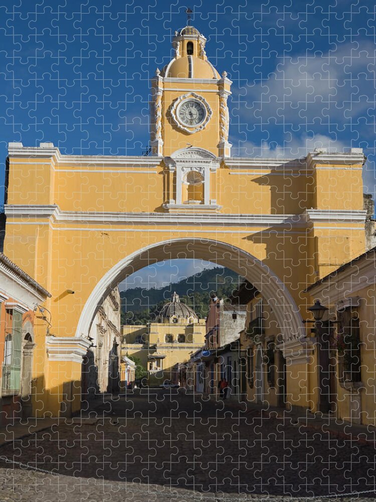 Arch Jigsaw Puzzle featuring the photograph Antigua Old Town, Guatemala #1 by Michele Falzone