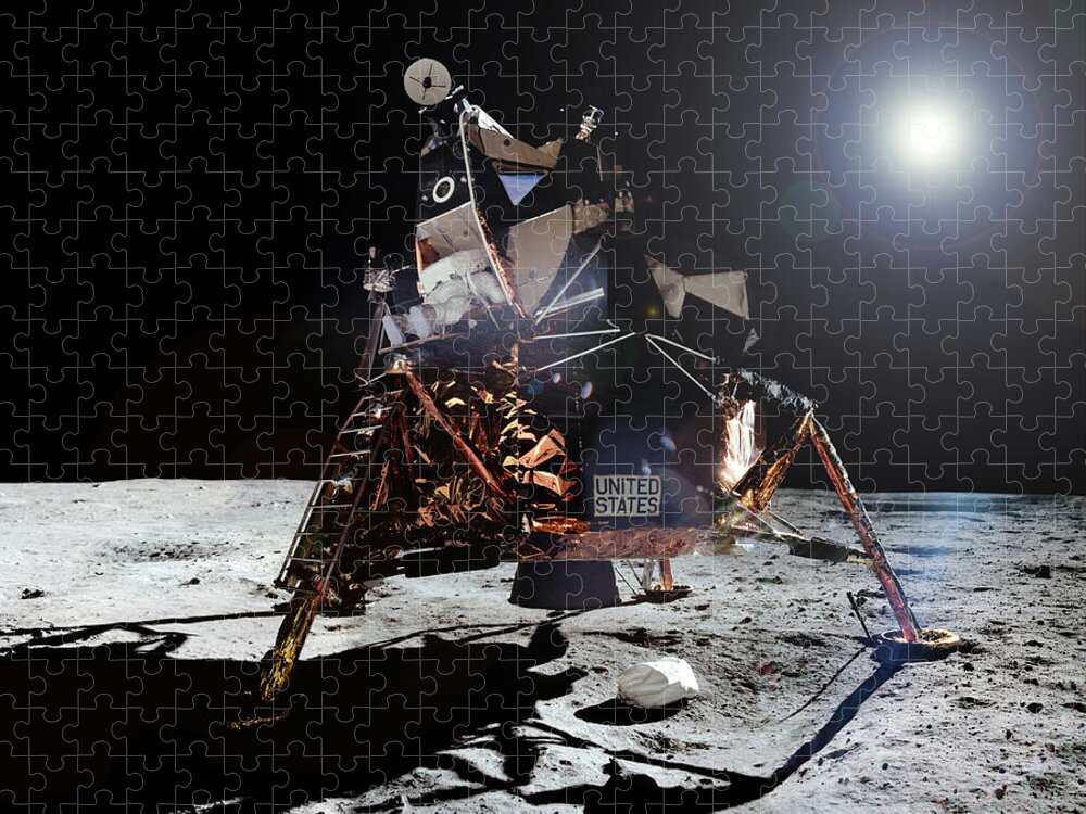 1969 Jigsaw Puzzle featuring the photograph Apollo 11, Buzz Aldrin Egress, 1969 #1 by Science Source