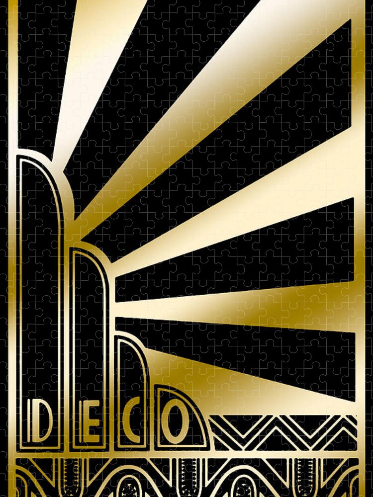 Art Deco Jigsaw Puzzle featuring the digital art Art Deco Poster 2019 by Chuck Staley