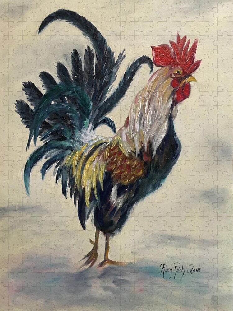 Rooster Jigsaw Puzzle featuring the painting Boss by Roxy Rich