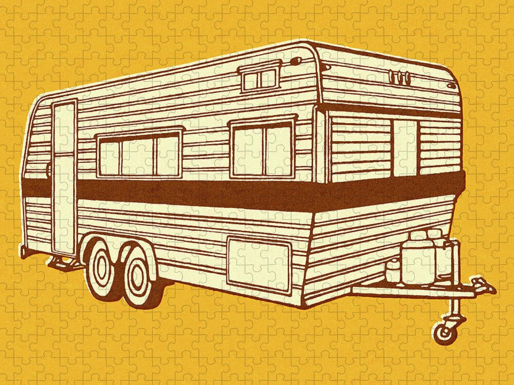 Adventure Jigsaw Puzzle featuring the drawing Camper Trailer #1 by CSA Images