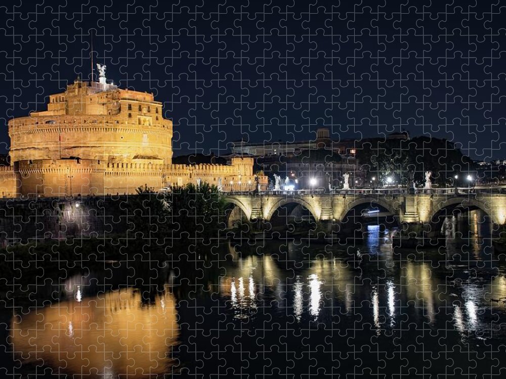 Italy Jigsaw Puzzle featuring the photograph Castel Sant Angelo by night #1 by Robert Grac