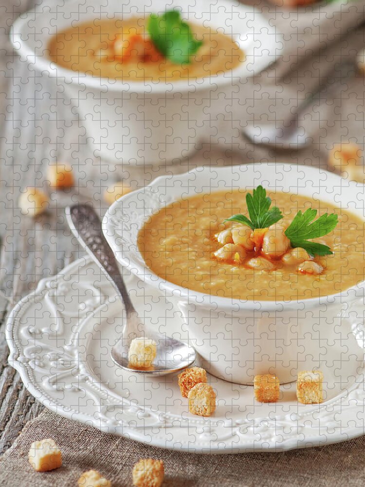 Spoon Jigsaw Puzzle featuring the photograph Chick-pea Soup #1 by Oxana Denezhkina