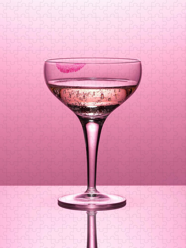 Temptation Jigsaw Puzzle featuring the photograph Close Up Of Pink Champagne In Glass #1 by Andy Roberts