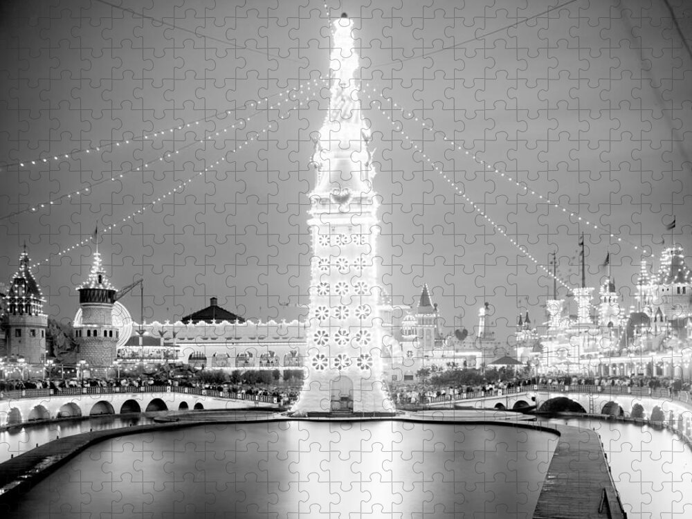 1900s Jigsaw Puzzle featuring the photograph Coney Island, Luna Park Electric Tower #1 by Science Source