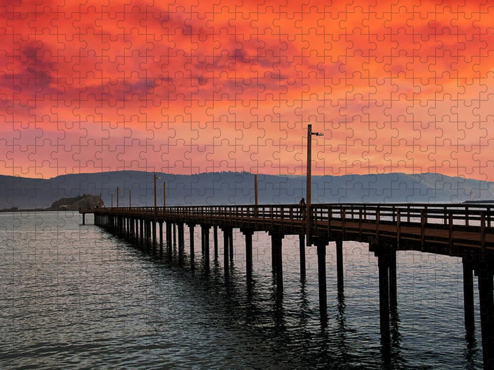 Battery Jigsaw Puzzle featuring the photograph Dock extends out into the harbor of Crescent City #2 by Steve Estvanik
