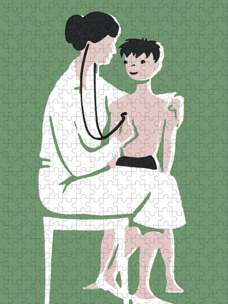 Adult Jigsaw Puzzle featuring the drawing Doctor Visit #1 by CSA Images