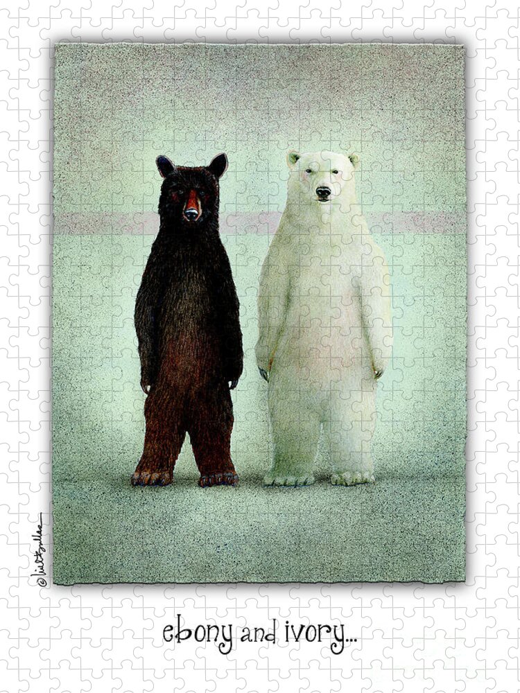 Bears Jigsaw Puzzle featuring the painting Ebony And Ivory... #2 by Will Bullas