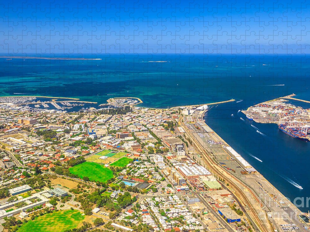Australia Jigsaw Puzzle featuring the photograph Fremantle Harbour aerial #1 by Benny Marty