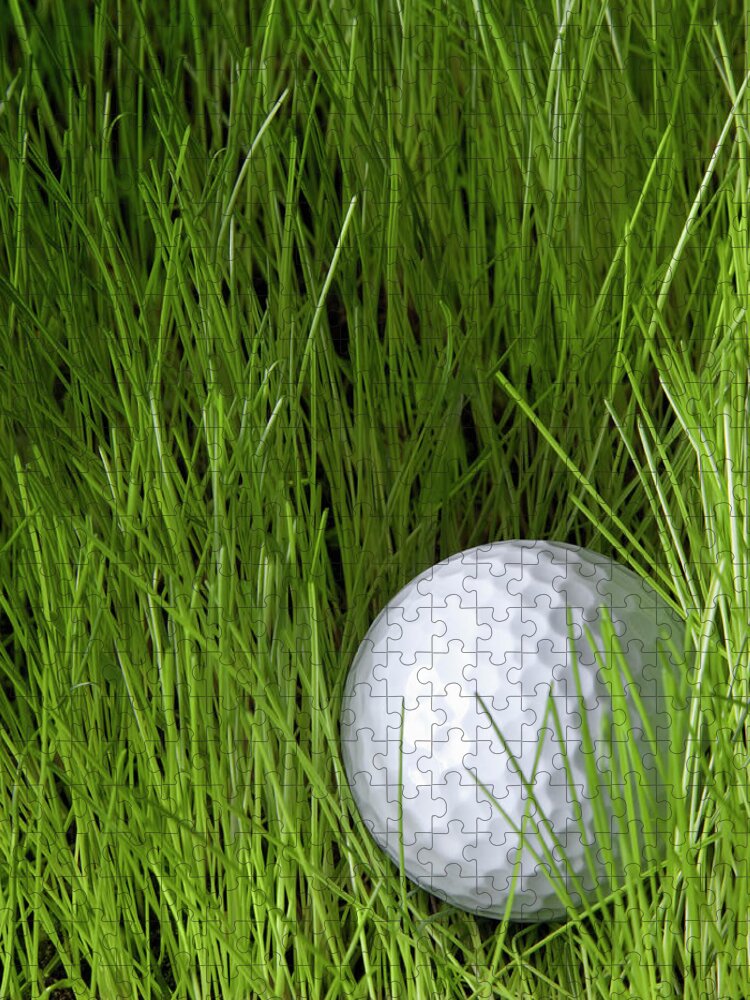 Grass Jigsaw Puzzle featuring the photograph Golf Ball In Grass #1 by Burazin