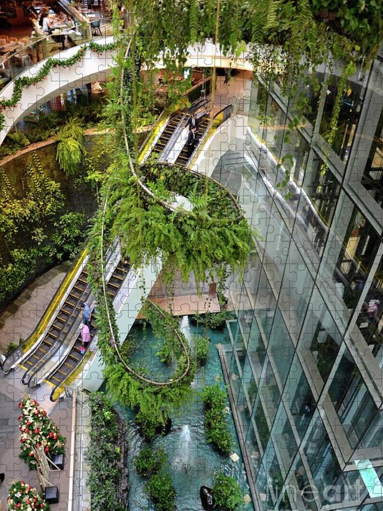 Green vertical interior design of Emquartier shopping mall dining floors  Bangkok Thailand Jigsaw Puzzle