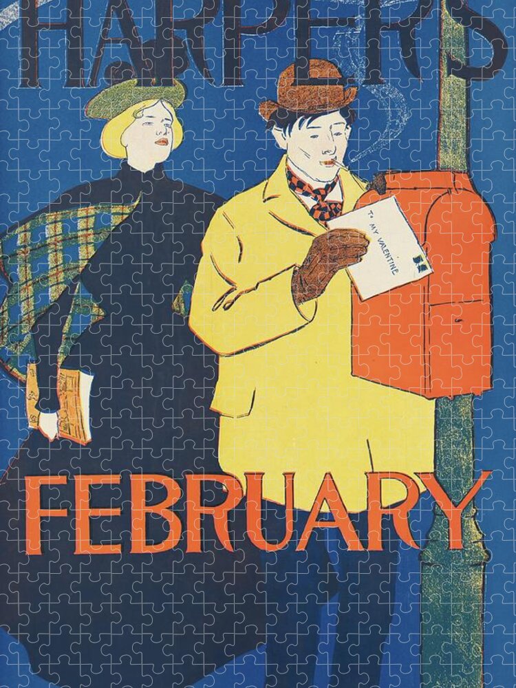 Edward Penfield Jigsaw Puzzle featuring the painting Harpers February by Edward Penfield