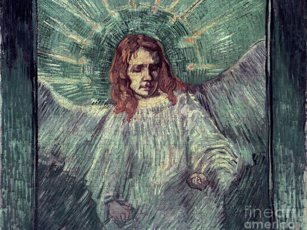 Art Jigsaw Puzzle featuring the painting Head Of An Angel, After Rembrandt, 1889 by Vincent Van Gogh
