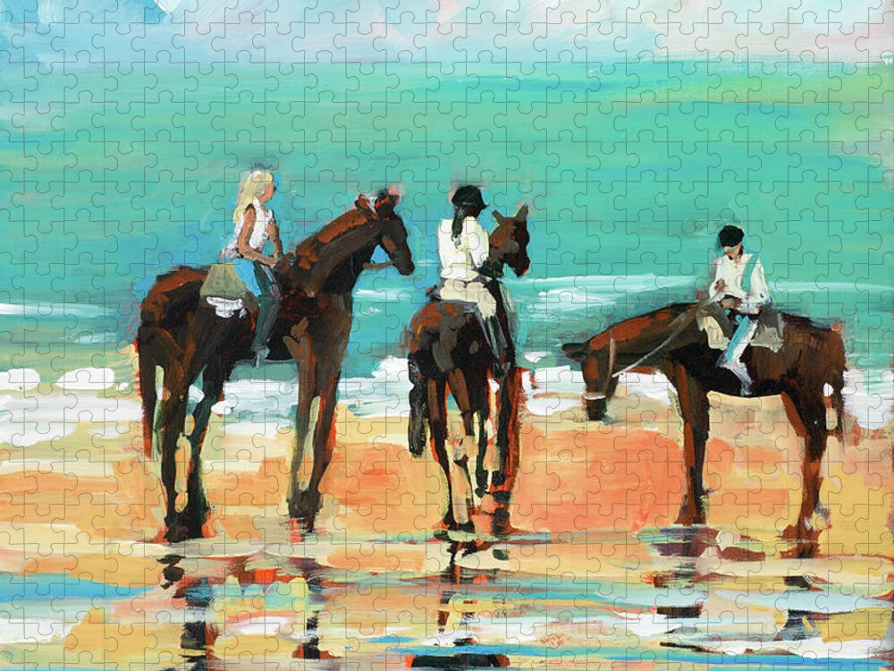 Horses On The Beach Jigsaw Puzzle by Jane Slivka | Pixels