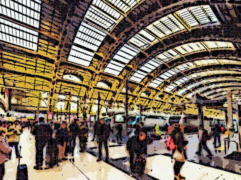 Italy Jigsaw Puzzle featuring the photograph Illustration of MILAN STATION #1 by Vivida Photo PC