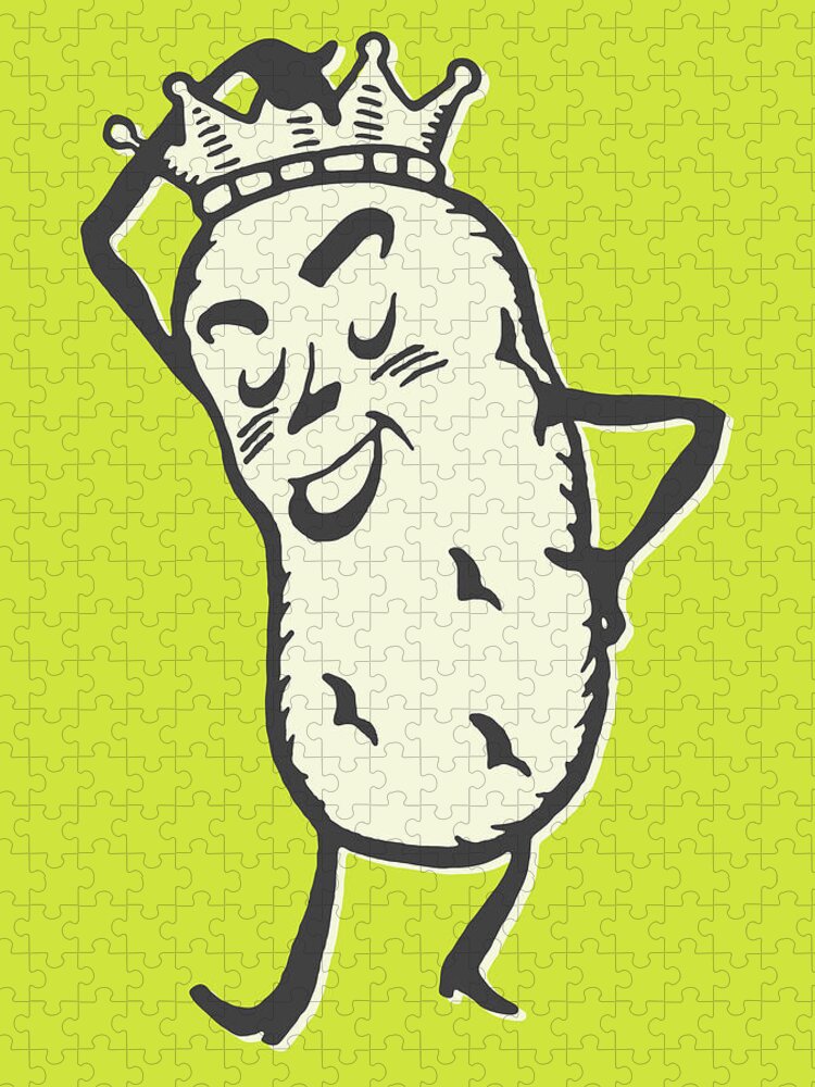 Baked Potato Jigsaw Puzzle featuring the drawing King Potato Wearing Crown #1 by CSA Images