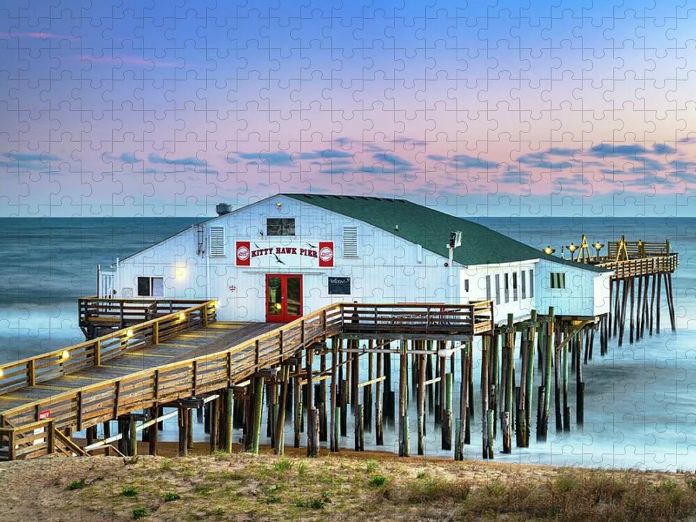 Estock Jigsaw Puzzle featuring the digital art Kitty Hawk Pier, Outer Banks, Nc #1 by Laura Zeid