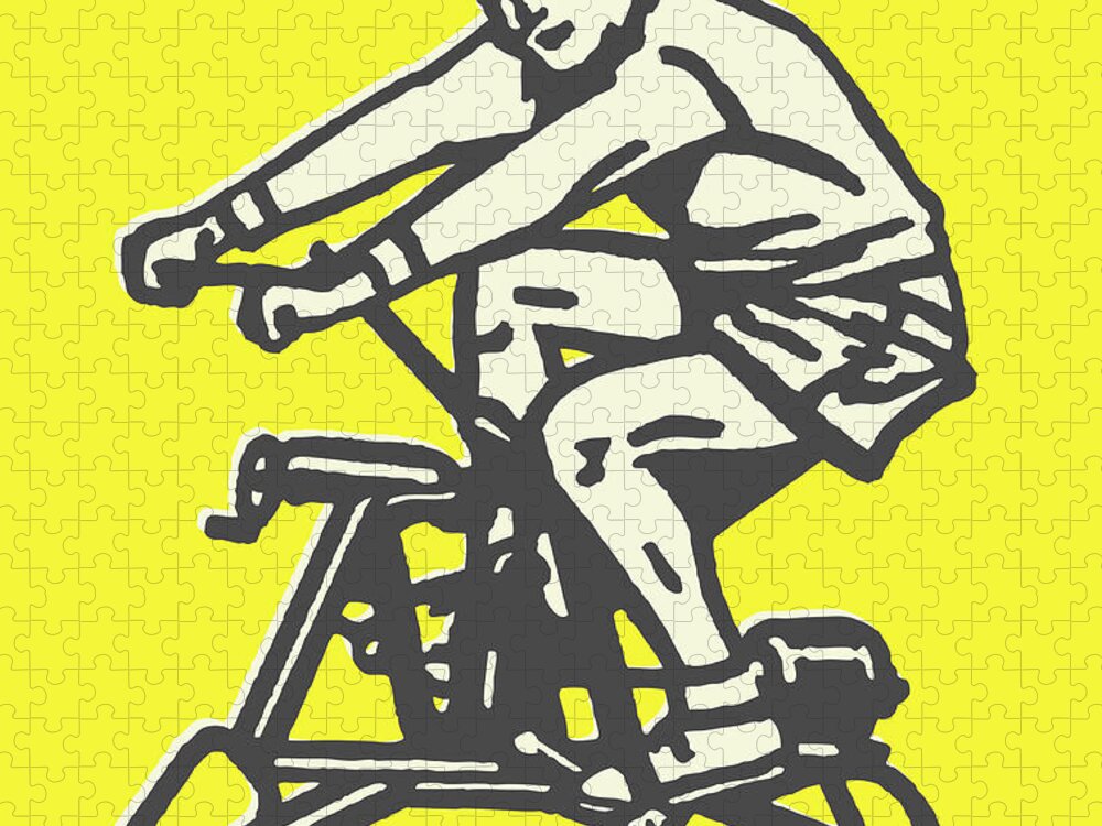 Activity Jigsaw Puzzle featuring the drawing Man on Exercise Machine #1 by CSA Images