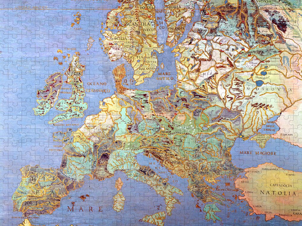 Map Of Sixteenth Century Europe, From The 'sala Del Mappamondo Jigsaw Puzzle