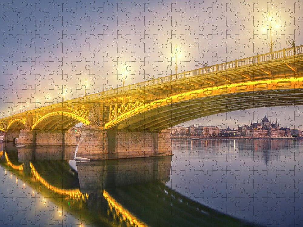 Town Jigsaw Puzzle featuring the photograph Margaret Bridge And The Parliament #1 by Focusstock