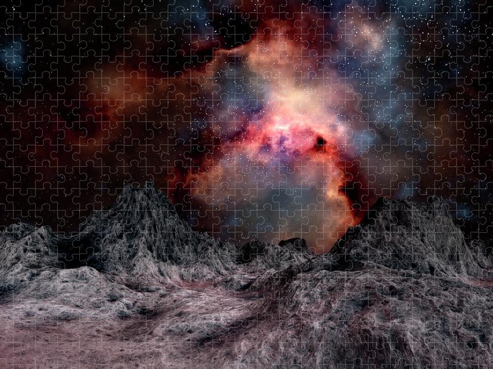 Concepts & Topics Jigsaw Puzzle featuring the digital art Nebula Seen From An Alien Planet #1 by Mehau Kulyk