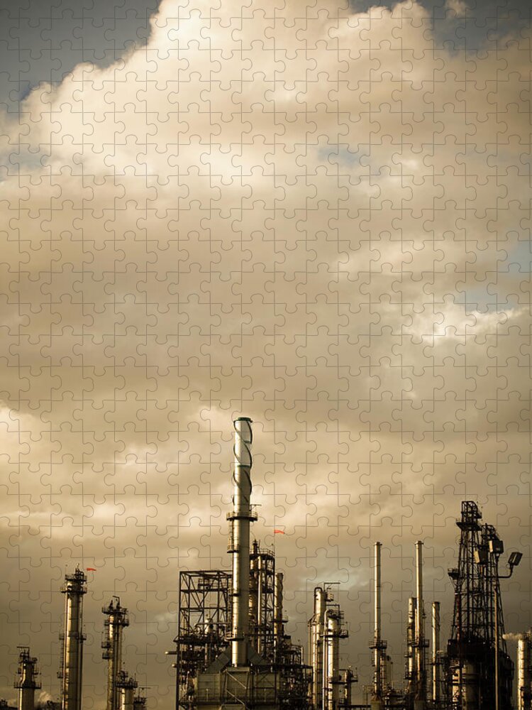 Air Pollution Jigsaw Puzzle featuring the photograph Oil Refinery #1 by Halbergman