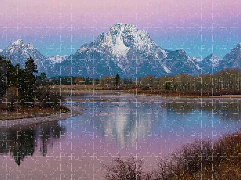 Oxbow Jigsaw Puzzle featuring the photograph Oxbow Bend At Sunrise In Grand Tetons #1 by Patrick Nowotny