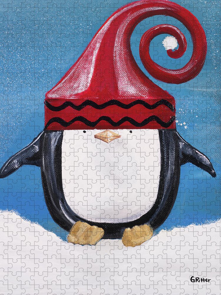 Penguins Jigsaw Puzzle featuring the painting Paddison and Friends IIi #1 by Gina Ritter