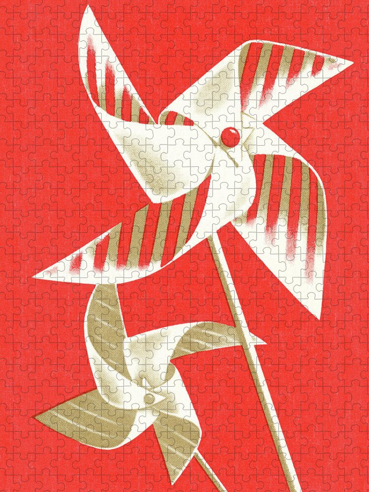 Blow Jigsaw Puzzle featuring the drawing Pinwheels #1 by CSA Images