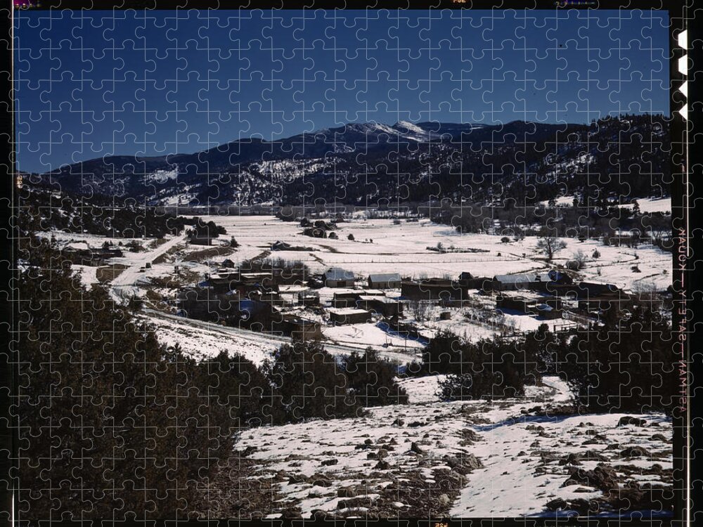 Winter Jigsaw Puzzle featuring the painting Placita, New Mexico, on the Rio Pueblo #1 by Collier, John