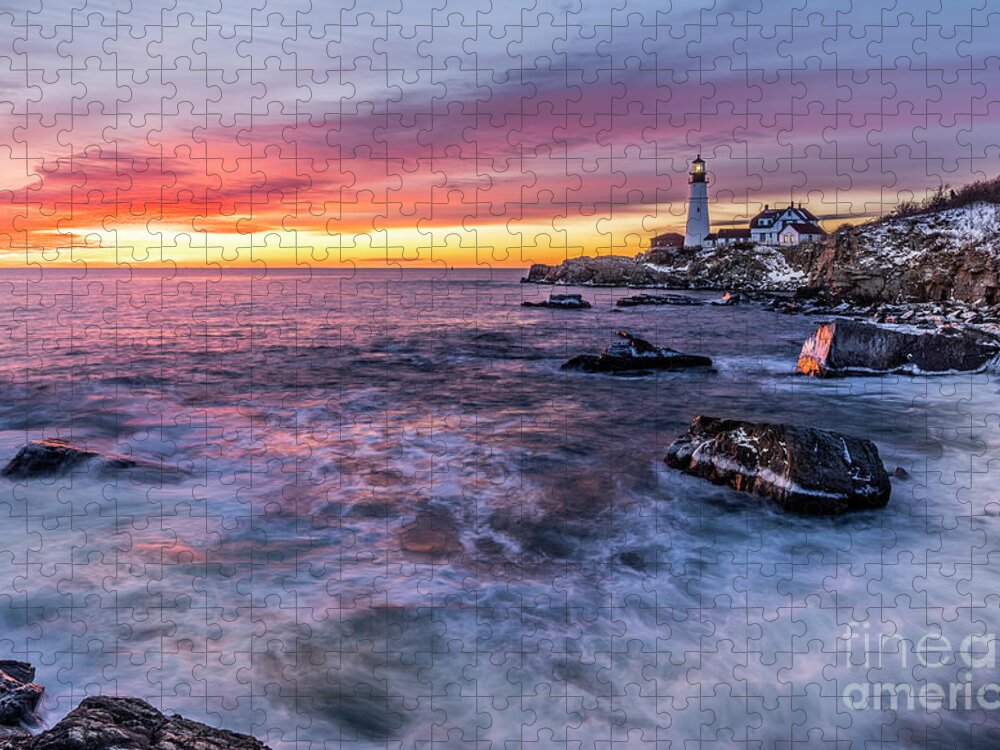 2019 Jigsaw Puzzle featuring the photograph Portland Headlight Sunrise #1 by Craig Shaknis