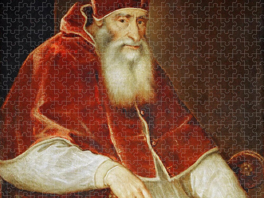 Titian Jigsaw Puzzle featuring the painting Portrait of Pope Paul III. #2 by Titian
