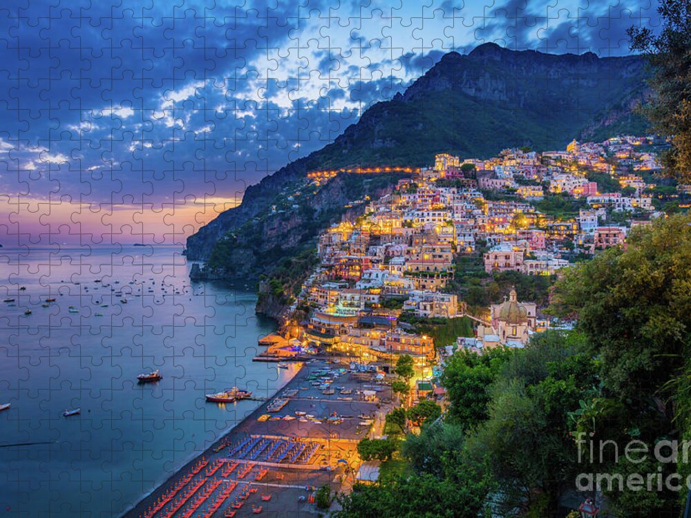 Amalfi Jigsaw Puzzle featuring the photograph Positano Evening #1 by Inge Johnsson