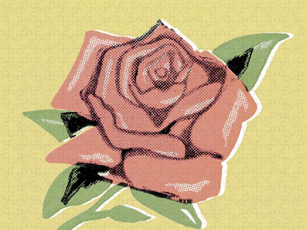 Bloom Jigsaw Puzzle featuring the drawing Red Rose #1 by CSA Images