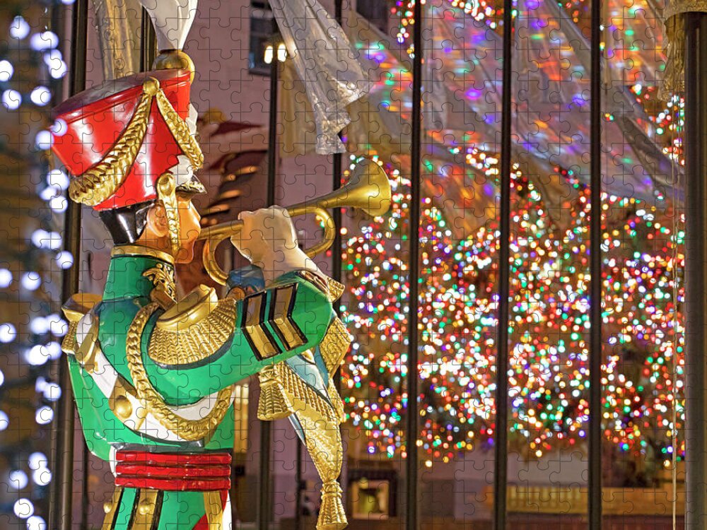 Estock Jigsaw Puzzle featuring the digital art Rockefeller Center At Christmas, Ny #1 by Lumiere