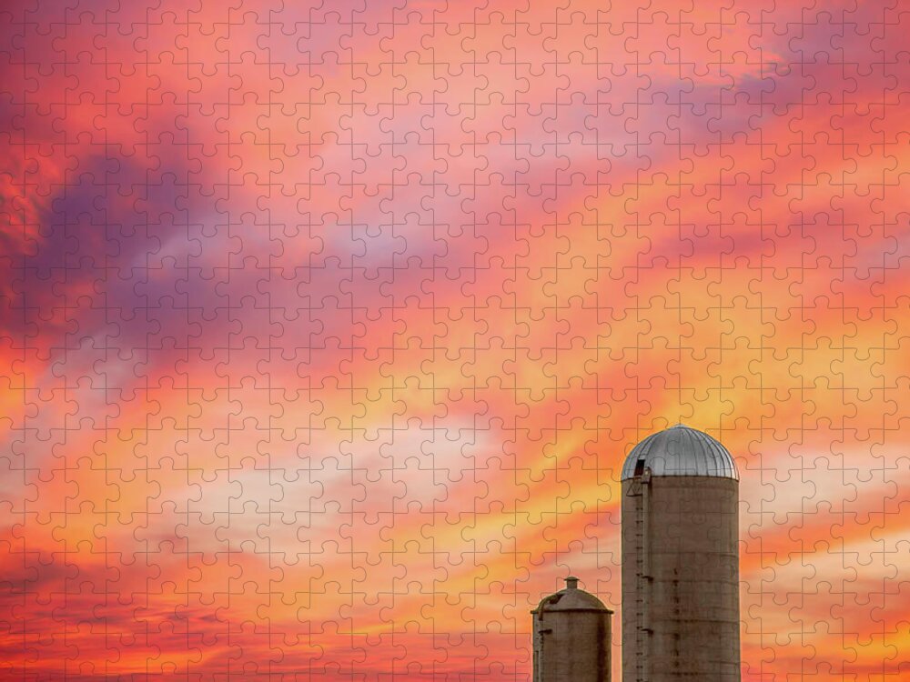 Silos Jigsaw Puzzle featuring the photograph Rural Skies #1 by Todd Klassy