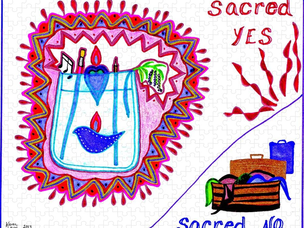 Sacred Jigsaw Puzzle featuring the drawing Sacred Yes by Karen Nice-Webb