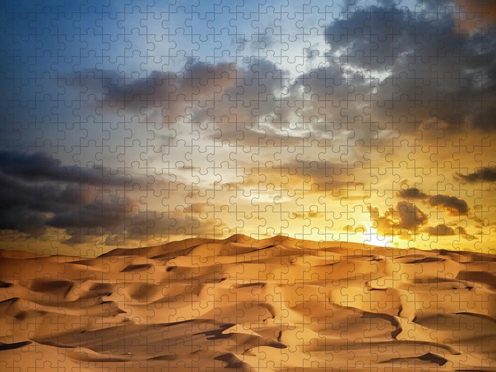 Scenics Jigsaw Puzzle featuring the photograph Sand Dune Sunset #1 by Cinoby