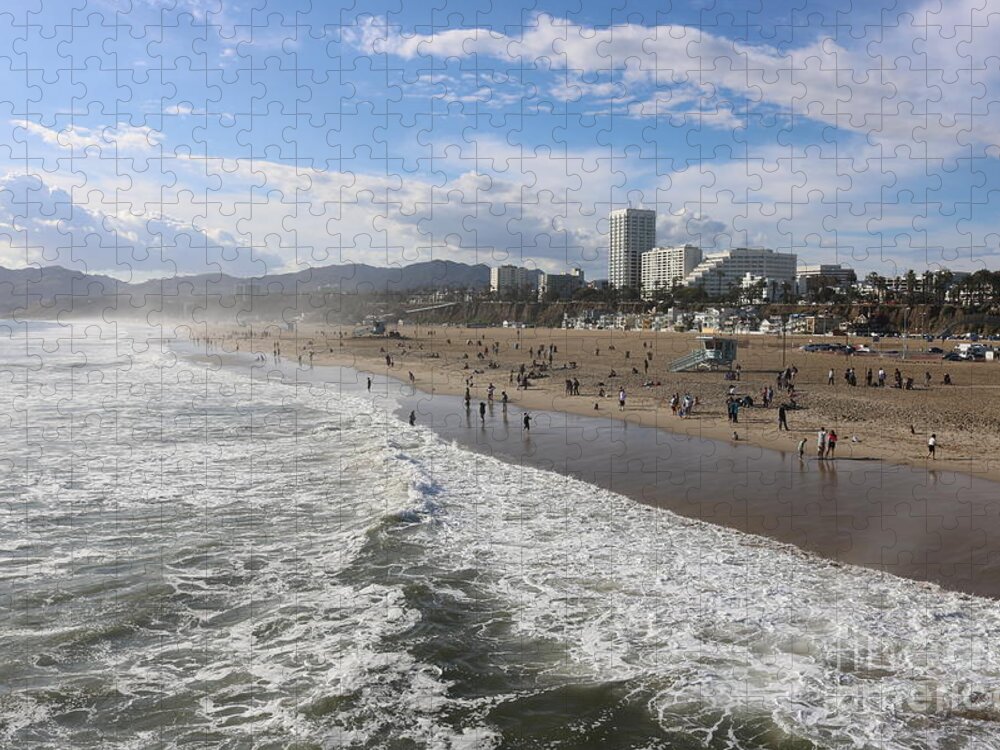 Beach Jigsaw Puzzle featuring the photograph Santa Monica Beach, Santa Monica, California #1 by John Shiron