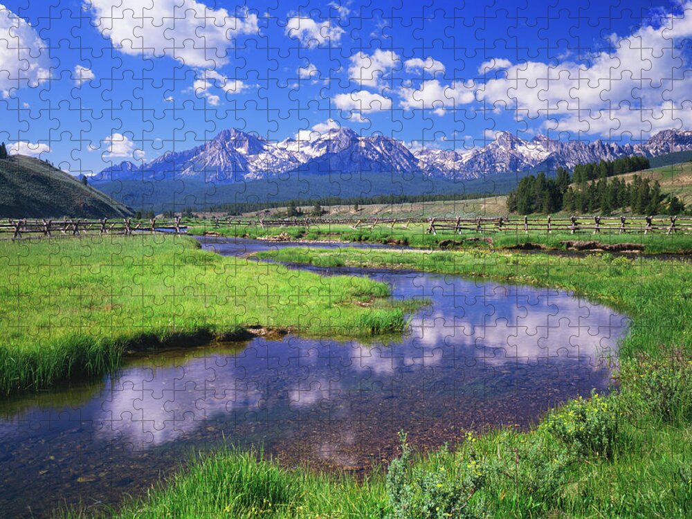 Scenics Jigsaw Puzzle featuring the photograph Sawtooth Mountain Range, Idaho by Ron thomas