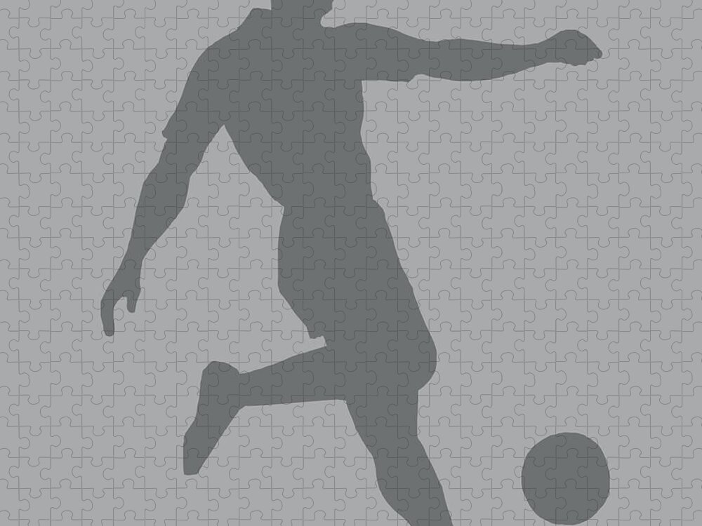 Agile Jigsaw Puzzle featuring the drawing Silhouette of Soccer Player #1 by CSA Images