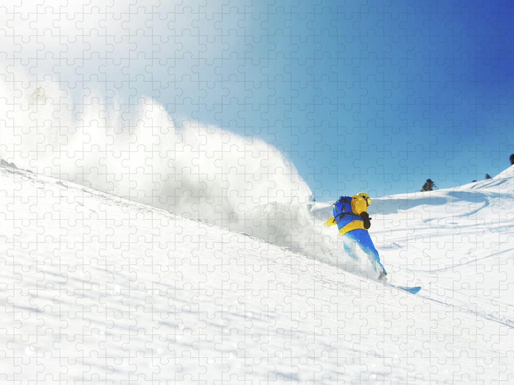 Skiing Jigsaw Puzzle featuring the photograph Snowboarding #1 by Yulkapopkova