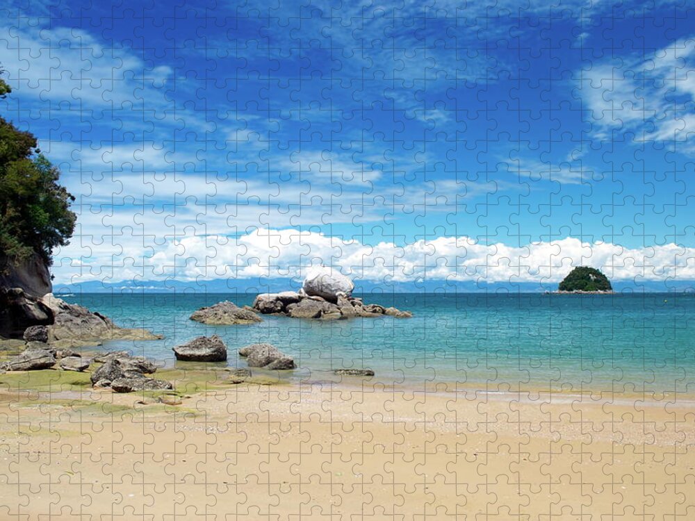 Scenics Jigsaw Puzzle featuring the photograph Split Apple Rock, Abel Tasman National #1 by Lazingbee