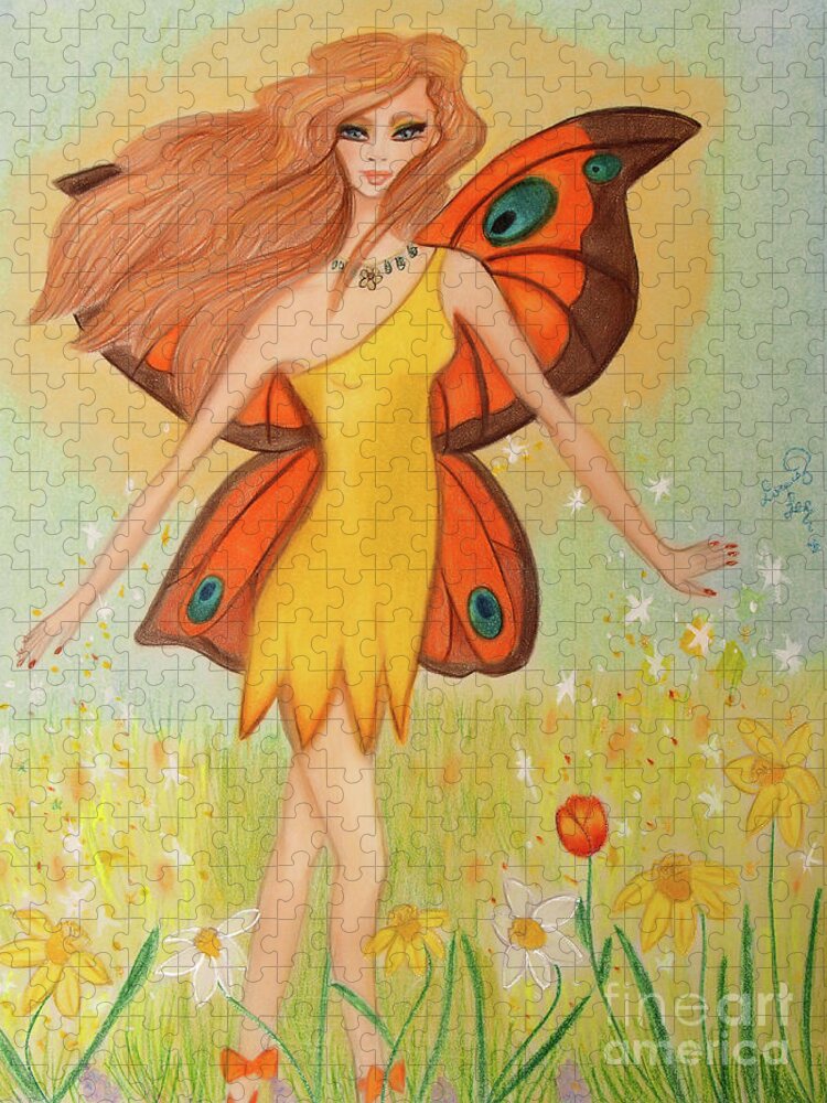 Art Jigsaw Puzzle featuring the mixed media Spring Fairy #1 by Dorothy Lee