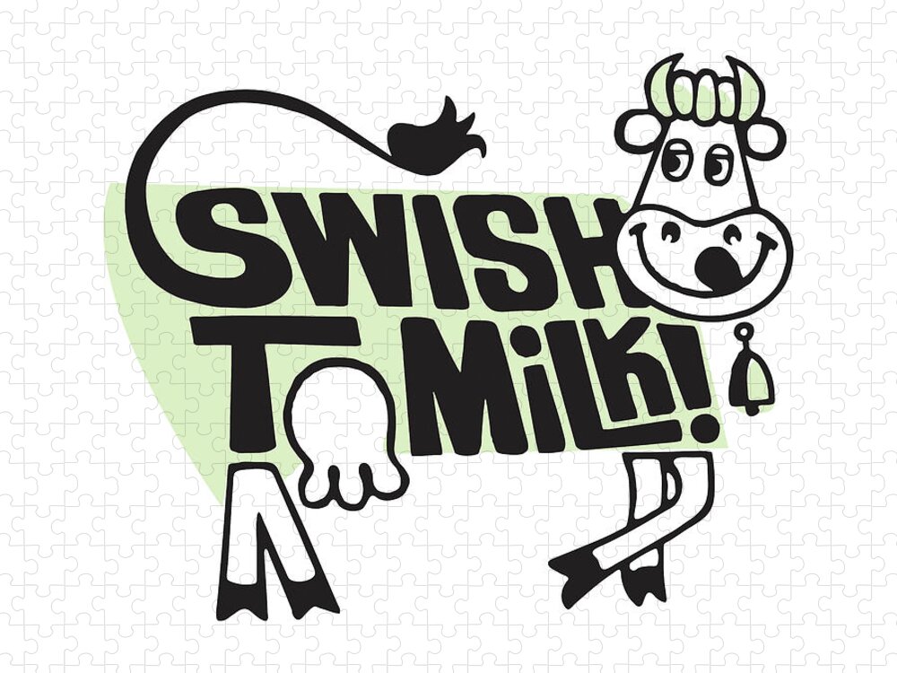 Agriculture Jigsaw Puzzle featuring the drawing Swish to Milk Cow #1 by CSA Images