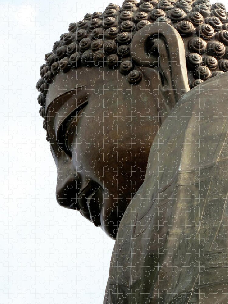 Tranquility Jigsaw Puzzle featuring the photograph The Big Buddha Statue In The Po Lin #1 by Cait