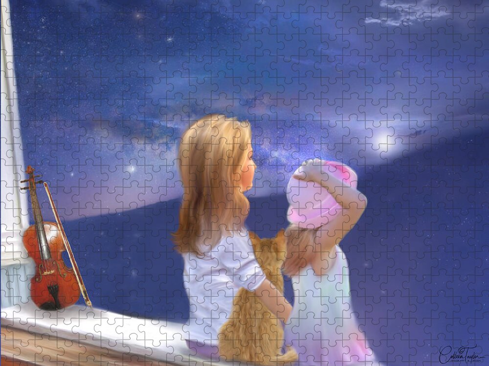 Cats Jigsaw Puzzle featuring the painting The Cat the Fiddle and Me by Colleen Taylor