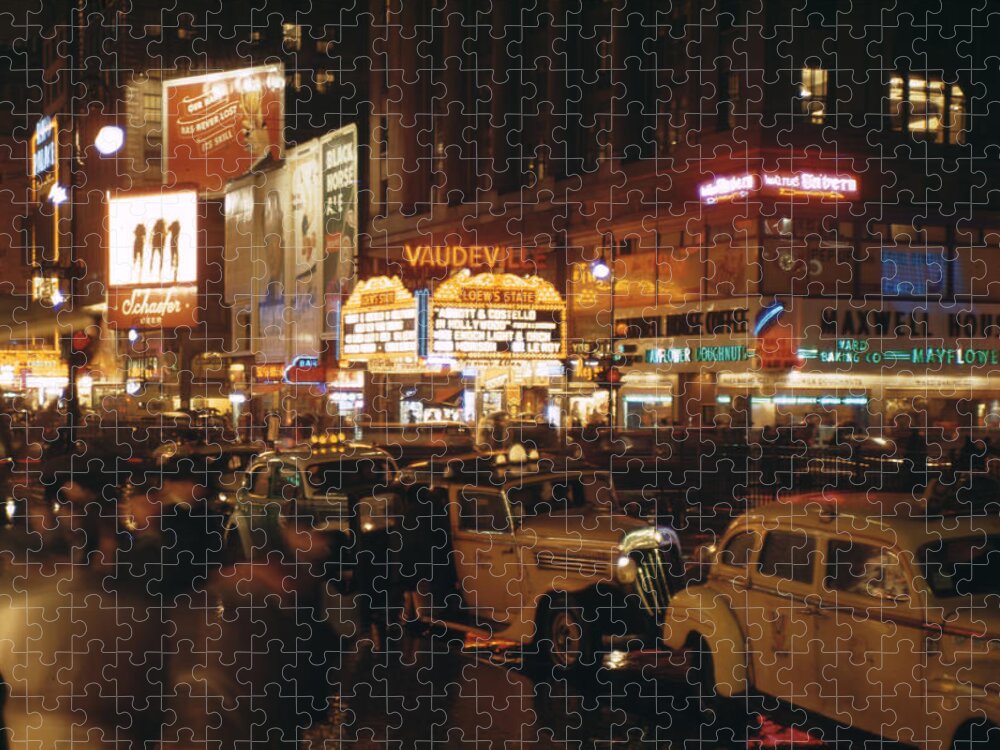 David H. Koch Theater Jigsaw Puzzle featuring the photograph Times Square #2 by Andreas Feininger